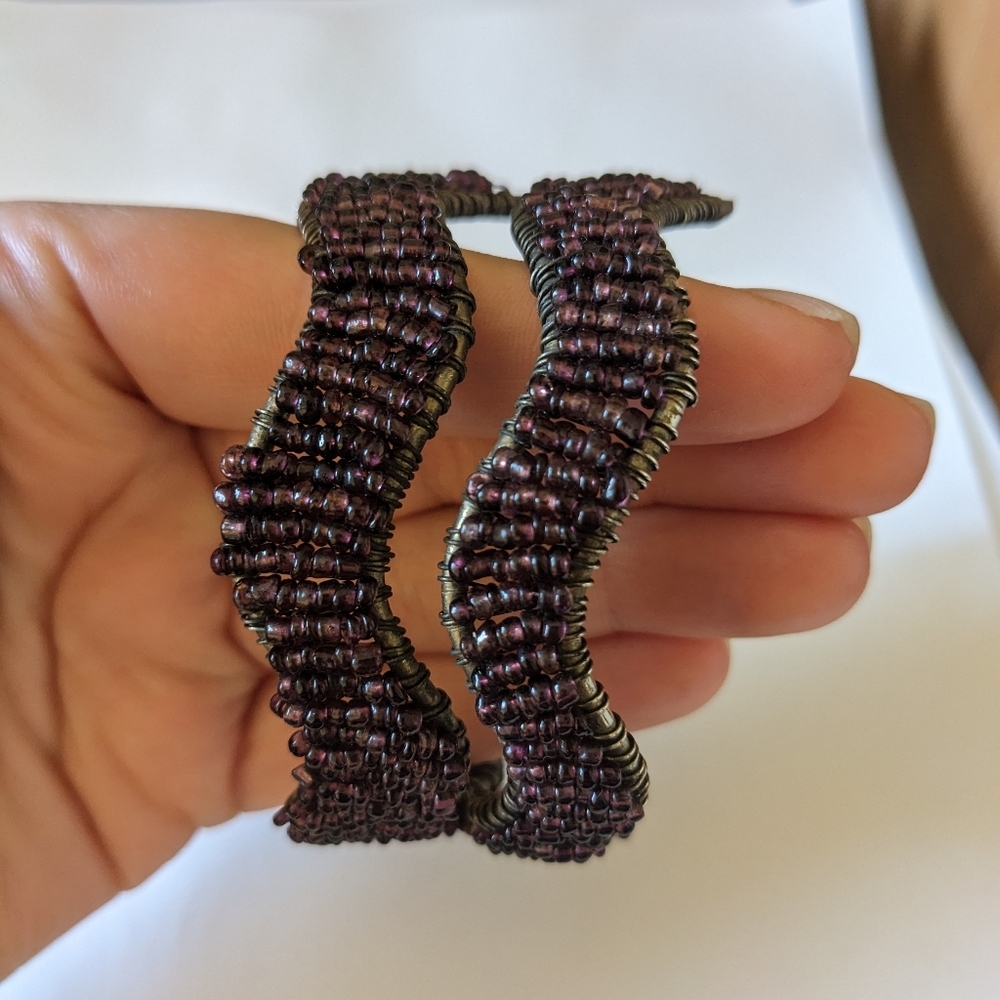 Dark Purple Beaded Wave  Bracelet - Picture 9 of 10